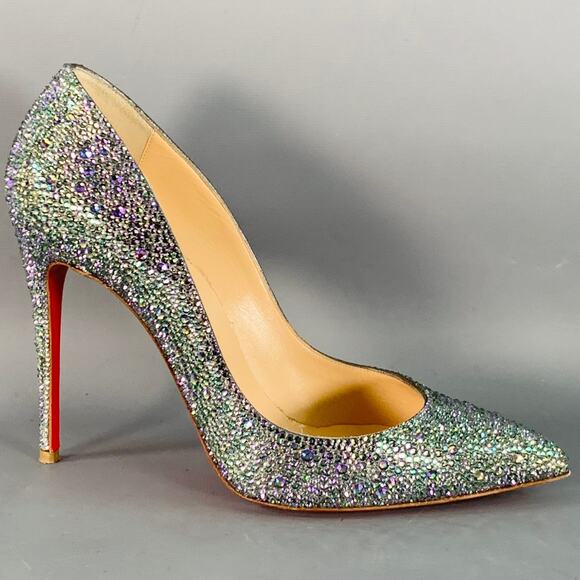 Size 9.5 Kate Strass Multi Color Red Suede Rhinestones Pointed Toe Pumps - Picture 2 of 10